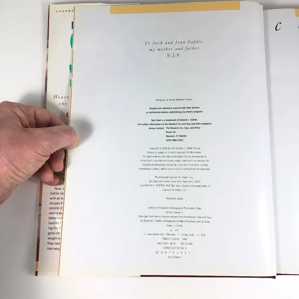 New Spa Food, Cook Book, Healthy Recipes, by Edward J. Safdie, 1990